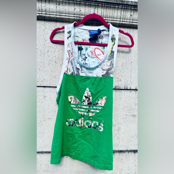 adidas x Topshop ✨Venice✨ green graffiti tank top✨ Size Medium ✨ Rare✨ Collector - Picture 5 of 14